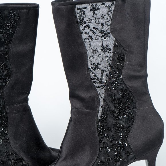 NWT Enzo Angiolini satin and sequin/bead boots - 9.5 - Picture 2 of 6
